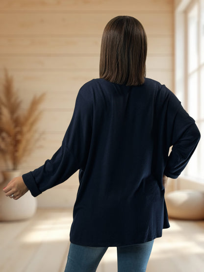 OUI MAIS NON - PULL MARINE EN MAILLE FLUIDE JUSQU'A LA TAILLE 56