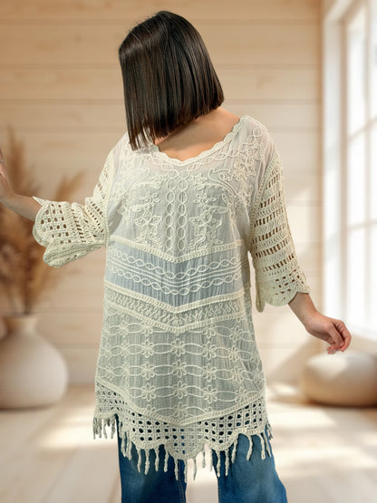 ADELINE  - TUNIQUE BEIGE JUSQU'A LA TAILLE 46
