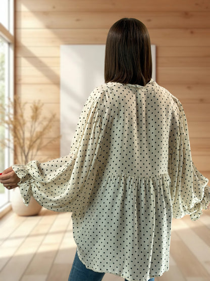 DONATA - BLOUSE BLANC CASSE AVEC SOIE JUSQU'A LA TAILLE 52/54