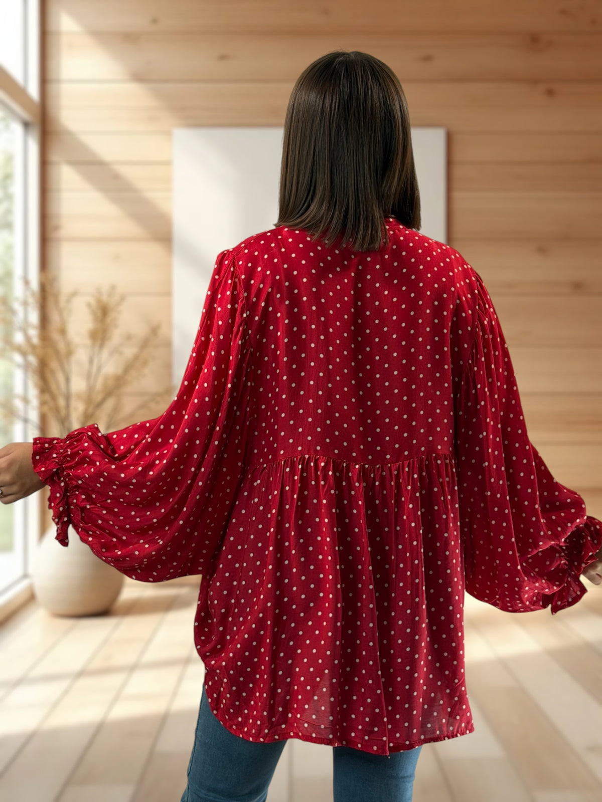DONATA - BLOUSE ROUGE AVEC SOIE JUSQU'A LA TAILLE 52/54