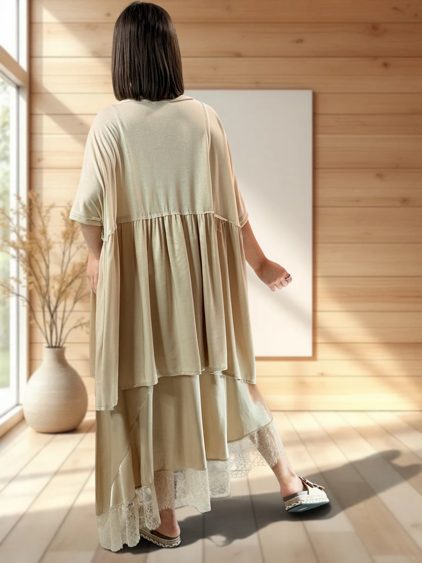 STELLA  - TUNIQUE BEIGE OVERSIZE JUSQU'A LA TAILLE 56