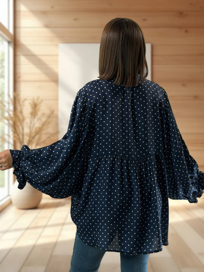DONATA - BLOUSE MARINE AVEC SOIE JUSQU'A LA TAILLE 52/54