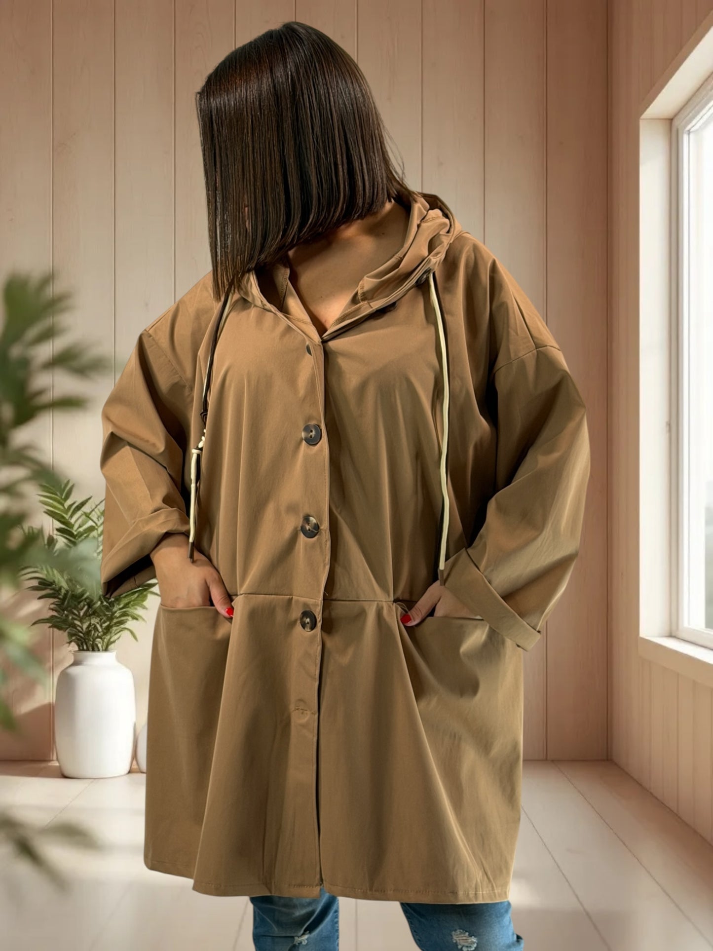 CARLOTA - TRENCH CAMEL DEPERLANT JUSQU'A LA TAILLE 56