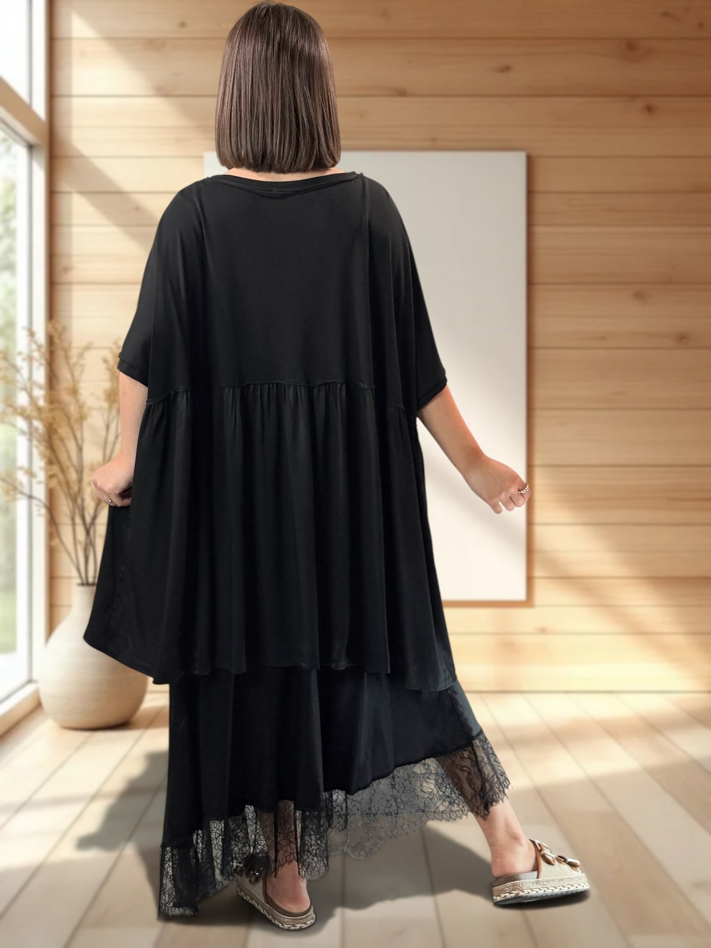 STELLA  - TUNIQUE NOIRE OVERSIZE JUSQU'A LA TAILLE 56