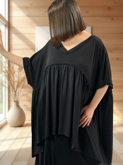 STELLA  - TUNIQUE NOIRE OVERSIZE JUSQU'A LA TAILLE 56