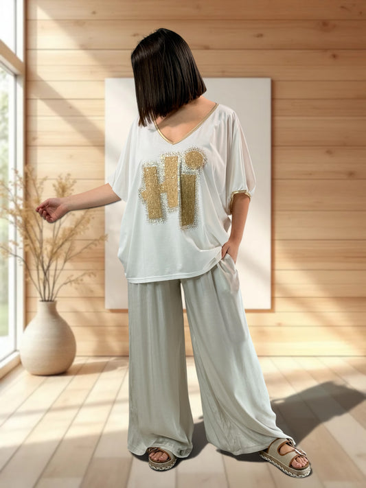 FLAVIO - PANTALON FLUIDE BEIGE JUSQUA LA TAILLE 52/54