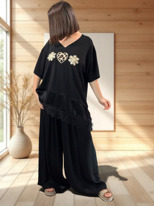 ANOUSHKA - TOP OVERSIZE NOIR JUSQU'A LA TAILLE 52