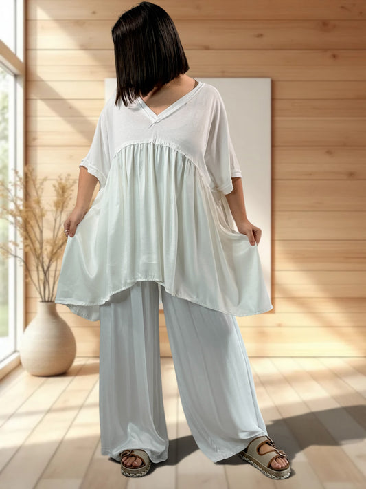 FLAVIO - PANTALON FLUIDE BLANC JUSQUA LA TAILLE 52/54