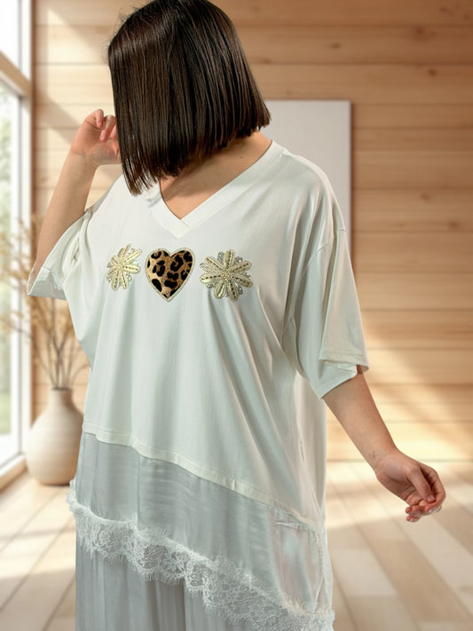 ANOUSHKA - TOP OVERSIZE BLANC JUSQU'A LA TAILLE 52