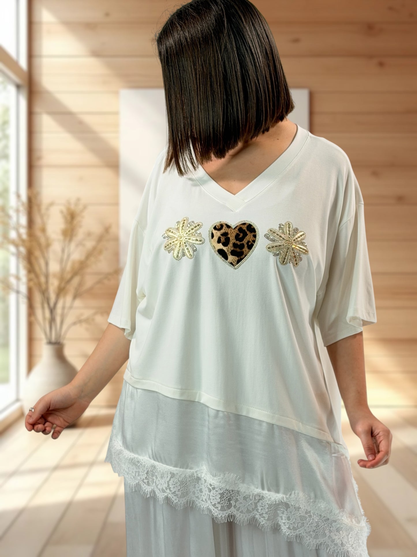 ANOUSHKA - TOP OVERSIZE BLANC JUSQU'A LA TAILLE 52