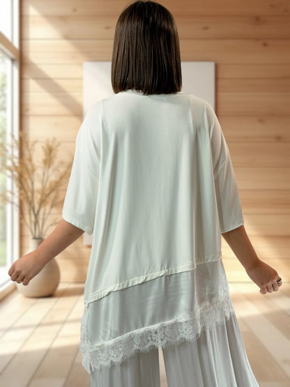 ANOUSHKA - TOP OVERSIZE BLANC JUSQU'A LA TAILLE 52