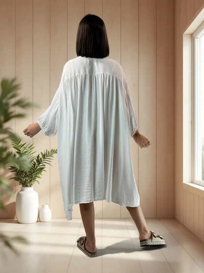 NATHY - ROBE BLANCHE BRODEE JUSQU'A LA TAILLE 56