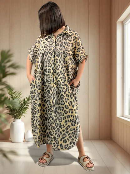 IBIZA - ROBE OVERSIZE LEOPARD JUSQU'A LA TAILLE 52/54