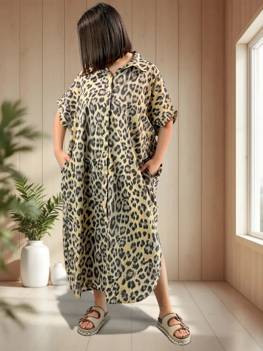 IBIZA - ROBE OVERSIZE LEOPARD JUSQU'A LA TAILLE 52/54