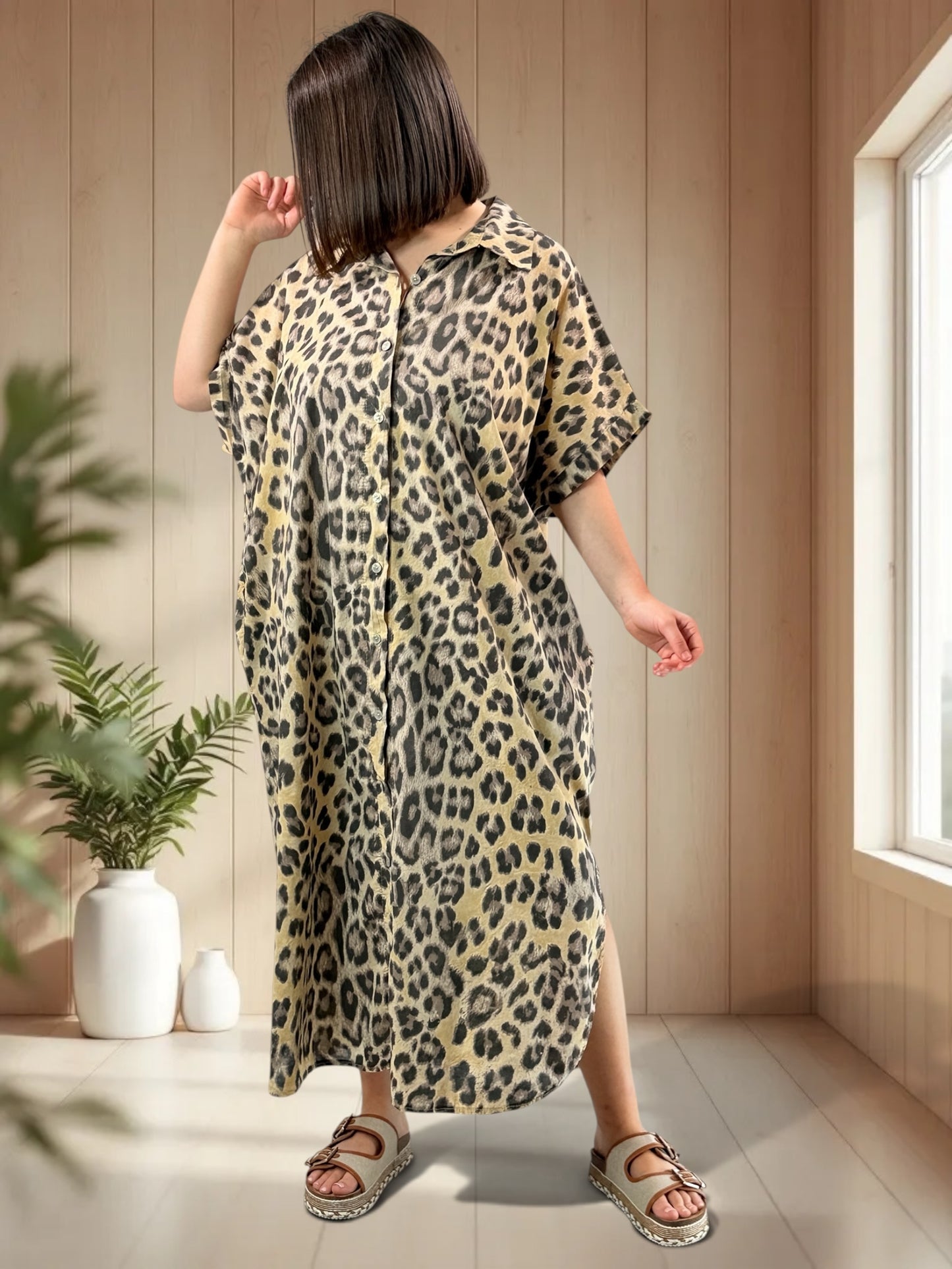IBIZA - ROBE OVERSIZE LEOPARD JUSQU'A LA TAILLE 52/54