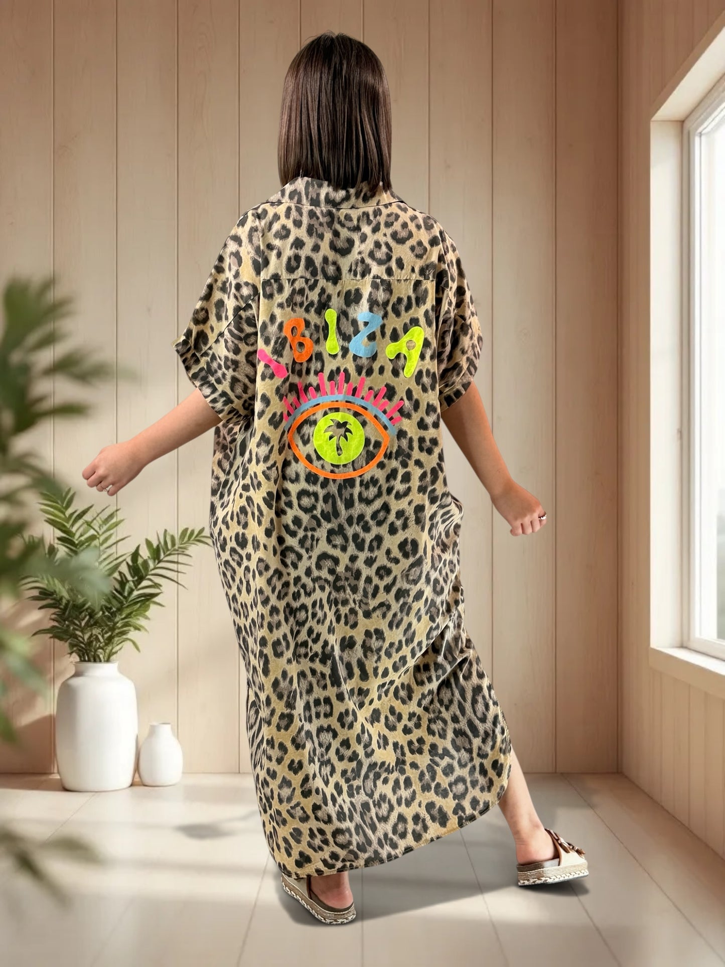 IBIZA - ROBE OVERSIZE LEOPARD JUSQU'A LA TAILLE 52/54