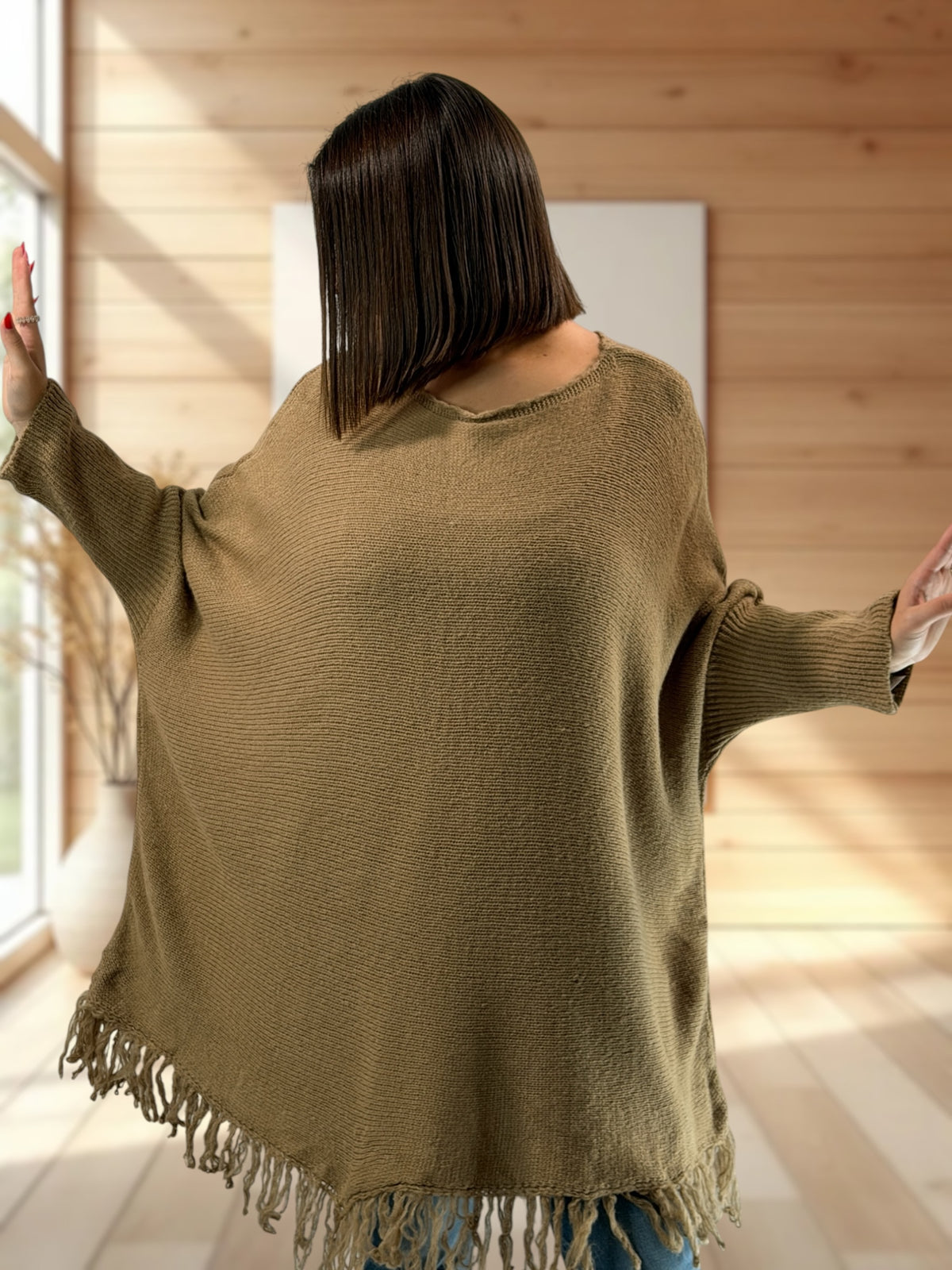 NUANCE - PULL OVERSIZE CAMEL JUSQU'A LA TAILLE 56