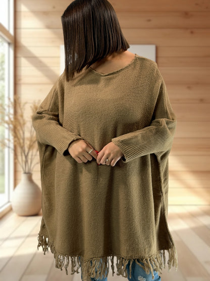 NUANCE - PULL OVERSIZE CAMEL JUSQU'A LA TAILLE 56
