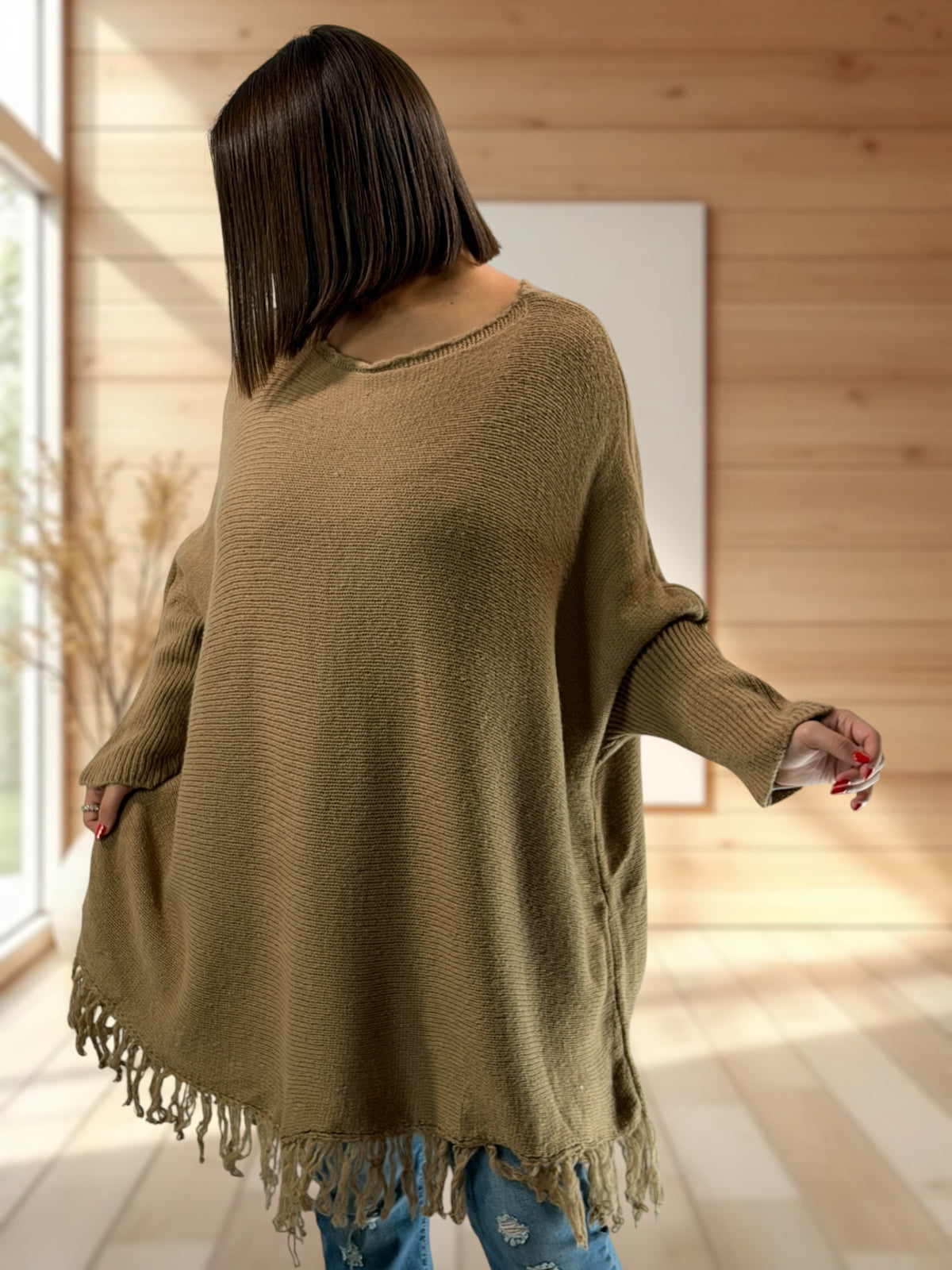 NUANCE - PULL OVERSIZE CAMEL JUSQU'A LA TAILLE 56