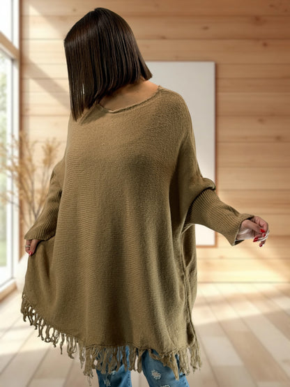 NUANCE - PULL OVERSIZE CAMEL JUSQU'A LA TAILLE 56