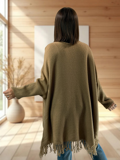 NUANCE - PULL OVERSIZE CAMEL JUSQU'A LA TAILLE 56