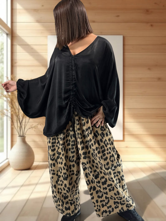 AMBROSIA - BLOUSE NOIRE EFFET SOYEUSE JUSQU'A LA TAILLE 56