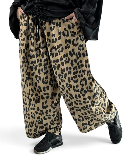 ZANZIBAR - PANTALON LEOPARD CAMEL EN VELOURS MILLERAIE TAILLE 48 A 54