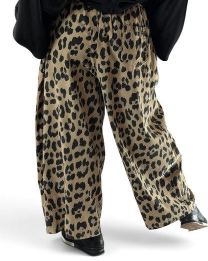 ZANZIBAR - PANTALON LEOPARD CAMEL EN VELOURS MILLERAIE TAILLE 48 A 54