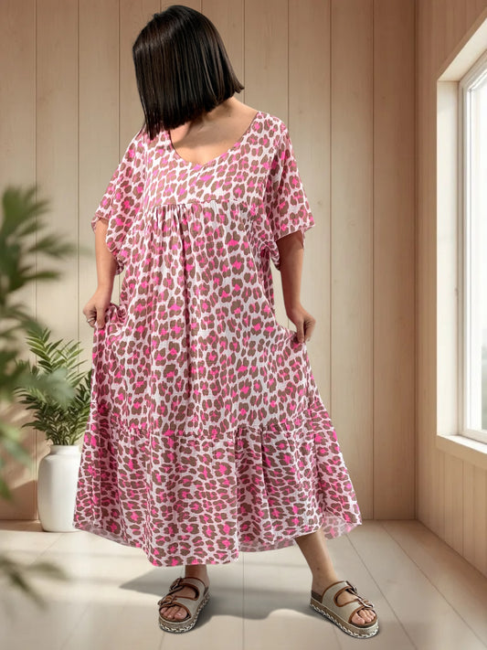ROSITA - ROBE LEOPARD JUSQU'A LA TAILLE 54