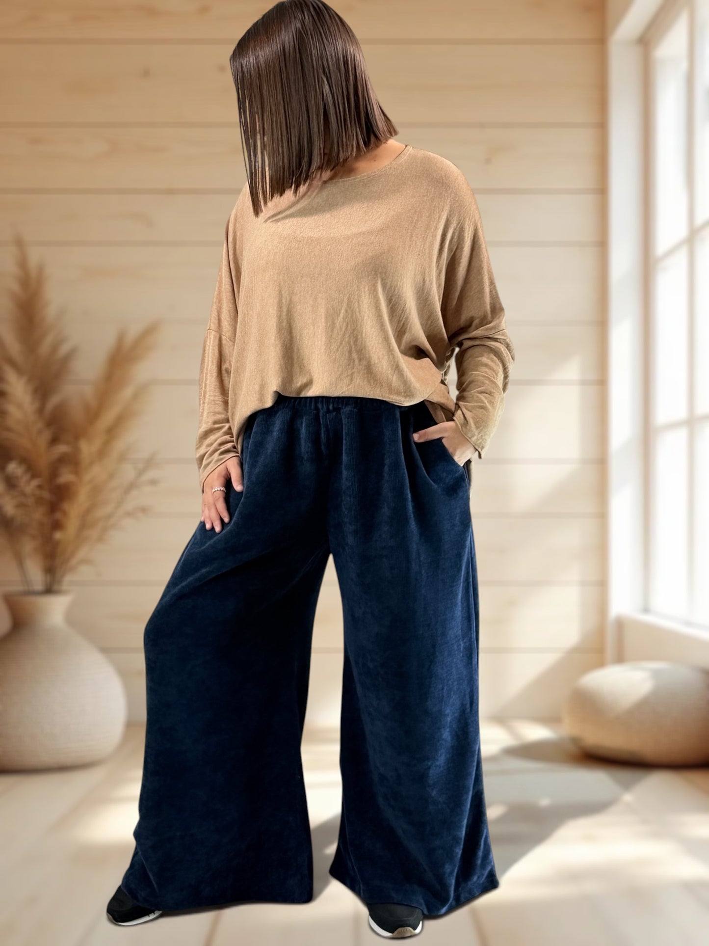 MARVIN - PANTALON EN VELOURS MARINE TAILLE 46 A 54