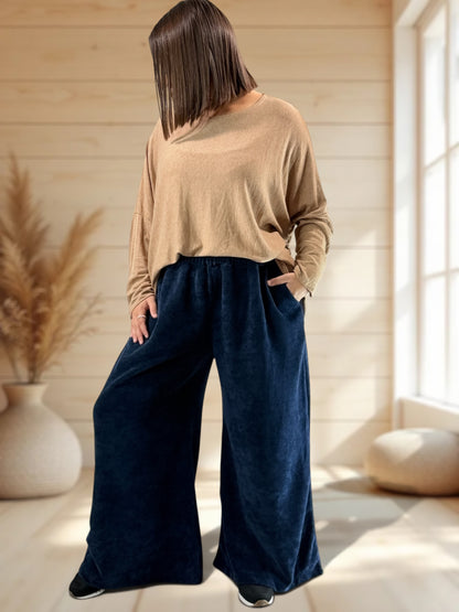 MARVIN - PANTALON EN VELOURS MARINE TAILLE 46 A 54