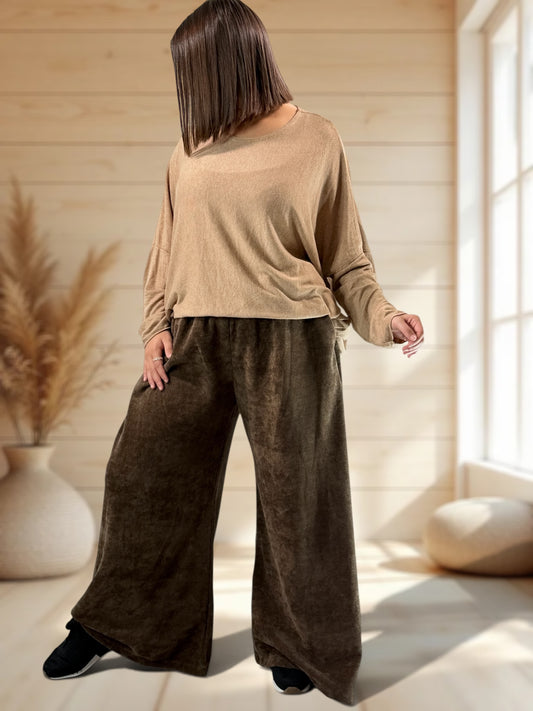 MARVIN - PANTALON EN VELOURS MARRON TAILLE 46 A 54