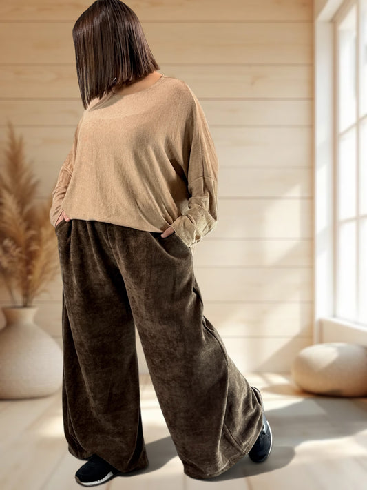 MARVIN - PANTALON EN VELOURS MARRON TAILLE 46 A 54