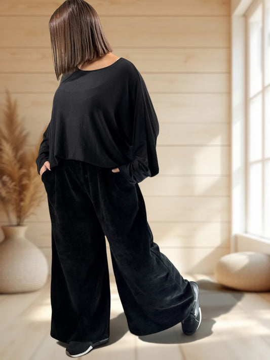 MARVIN - PANTALON EN VELOURS NOIR TAILLE 46 A 54