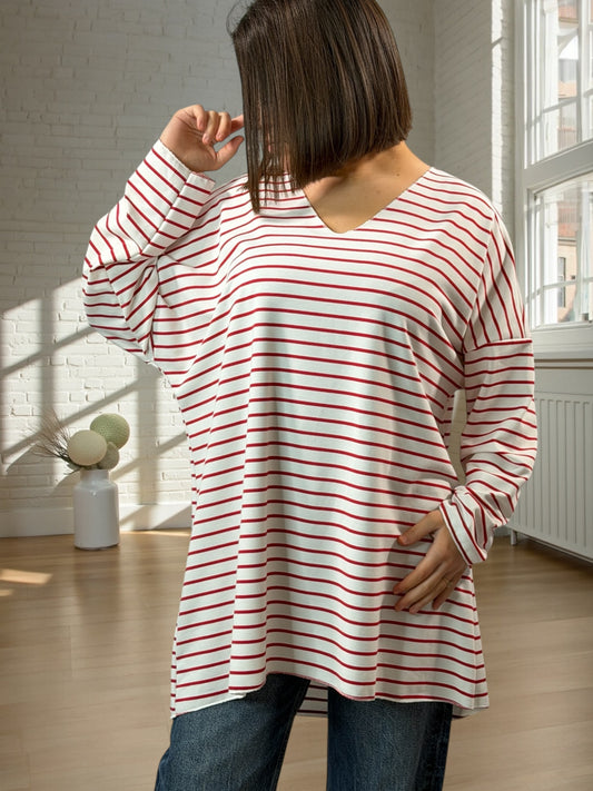 CANNES - MARINIERE ROUGE EN COTON JUSQU'A LA TAILLE 52/54