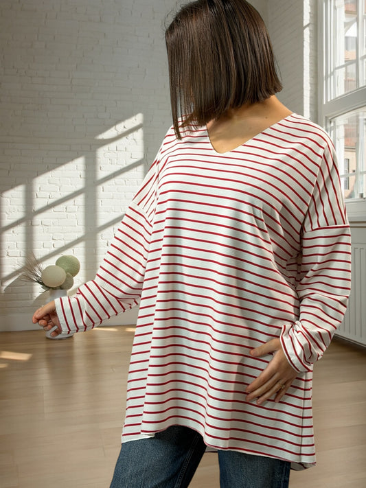 CANNES - MARINIERE ROUGE EN COTON JUSQU'A LA TAILLE 52/54