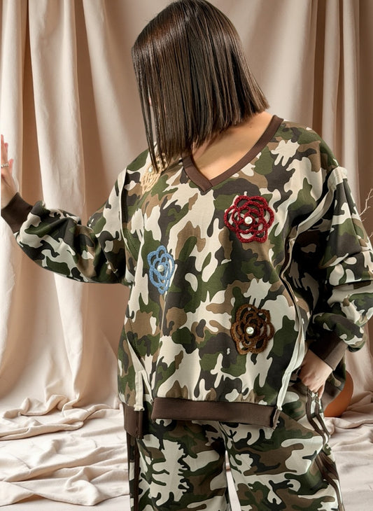 ROSA- SWEAT OVERSIZE CAMOUFLAGE JUSQU'A LA TAILLE 52/54