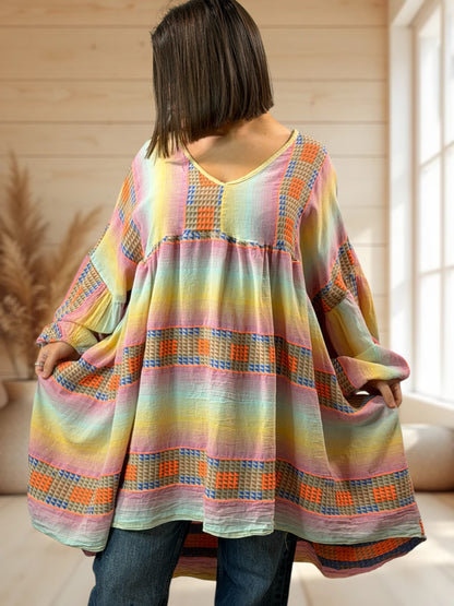 BIANCA  - TUNIQUE BOHEME OVERSIZE JUSQU'A LA TAILLE 56