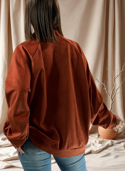 ANASTATIA - VESTE ROUILLE EFFET DAIM AVEC STRASS JUSQU'A LA TAILLE 52/54