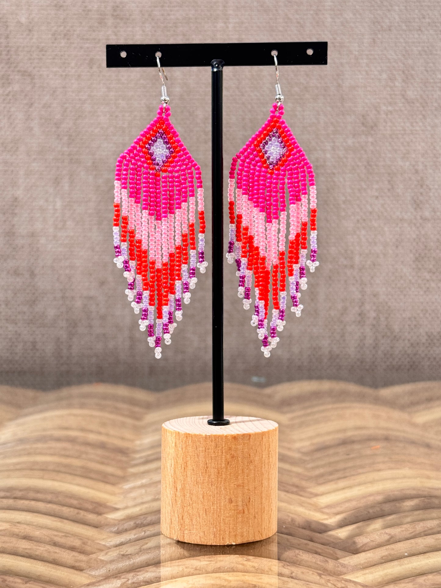 CHEROKEE - BOUCLES D'OREILLES BOHEME FUCHSIA