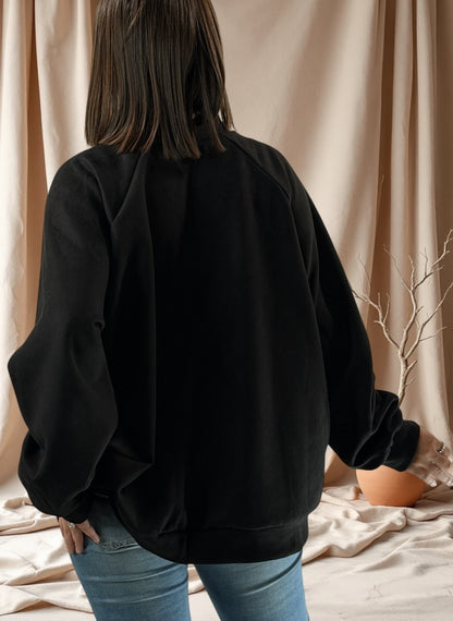 ANASTATIA - VESTE NOIRE EFFET DAIM AVEC STRASS JUSQU'A LA TAILLE 52/54