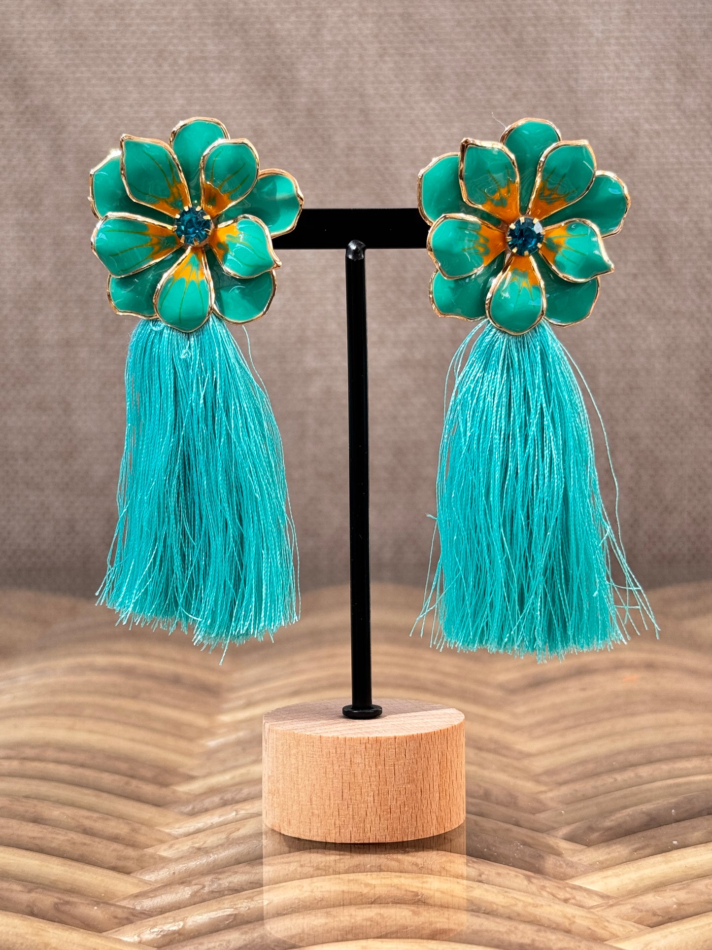 LISE - BOUCLES D'OREILLES TURQUOISE AVEC STRASS
