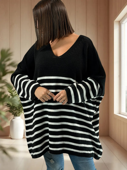 MANU - PULL MARINIERE NOIR JUSQU'A LA TAILLE 56/58