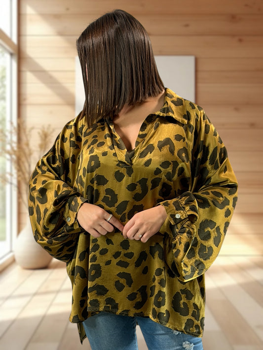 ANGELICA - BLOUSE LEOPARD MORDORE JUSQU'A LA TAILLE 52/54