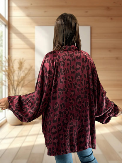 ANGELICA - BLOUSE LEOPARD BORDEAUX JUSQU'A LA TAILLE 52/54