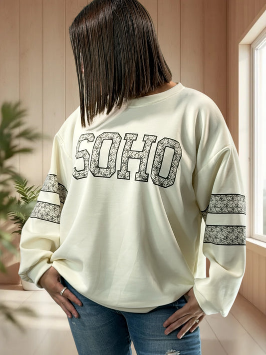 BEVERLY - SWEAT BLANC CASSE JUSQU'A LA TAILLE 52/54