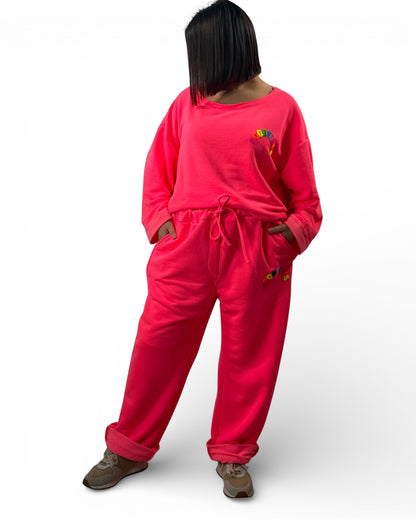 ETHAN - PANTALON EN SWEAT FUCHSIA TAILLE 48 A 56