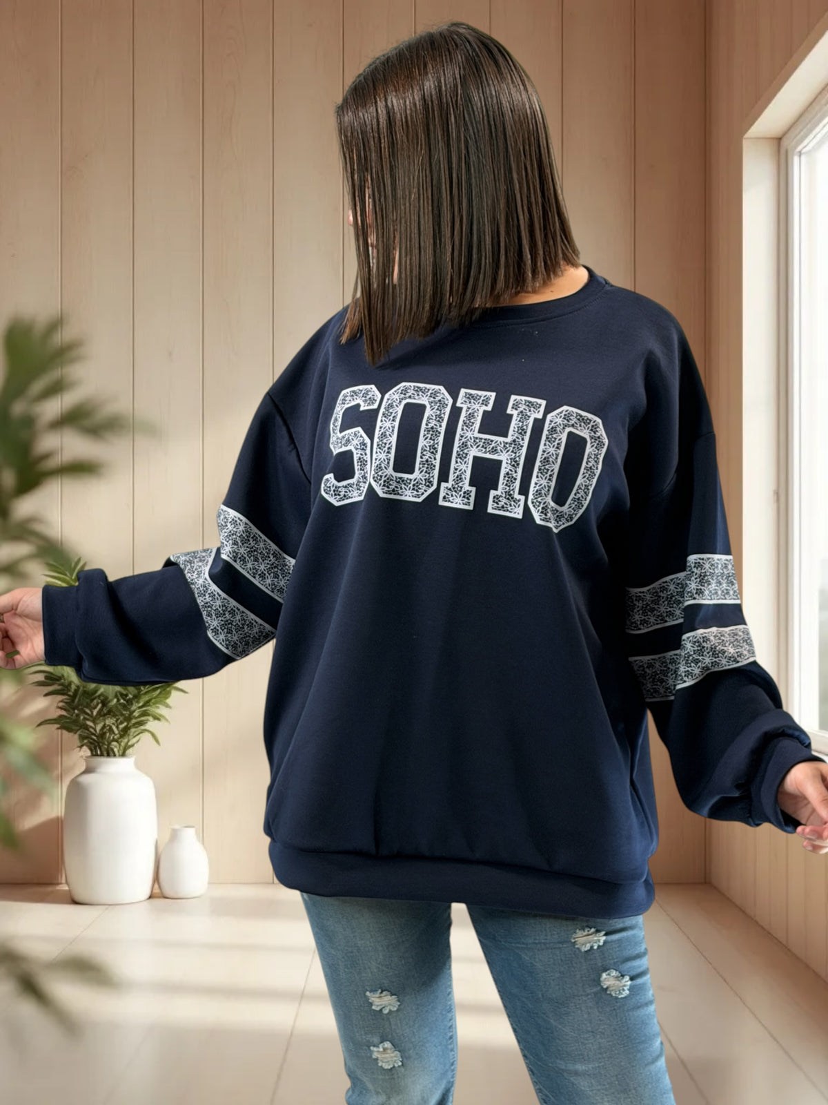 BEVERLY - SWEAT MARINE JUSQU'A LA TAILLE 52/54