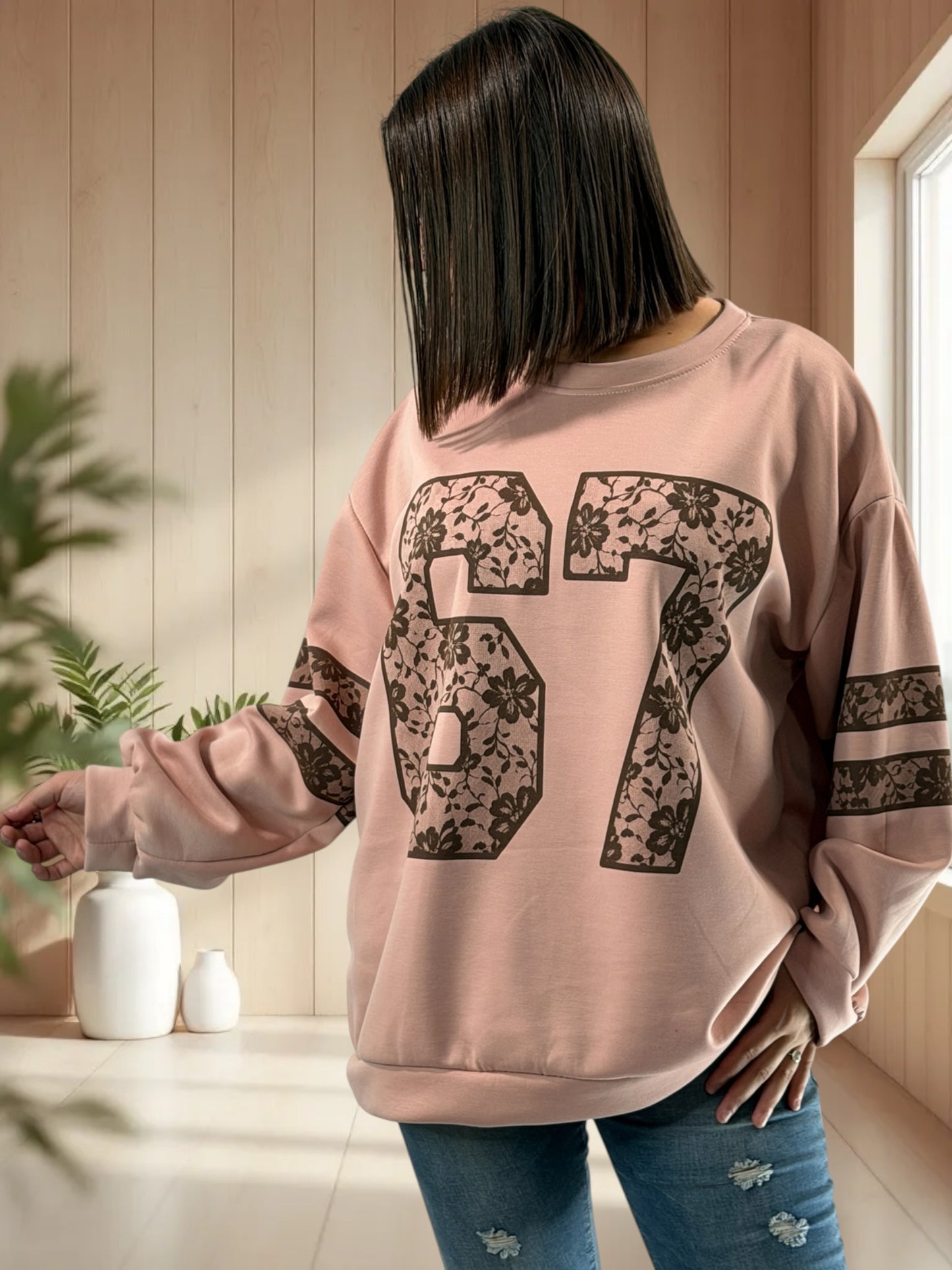 CHARLINE - SWEAT ROSE JUSQU'A LA TAILLE 52/54