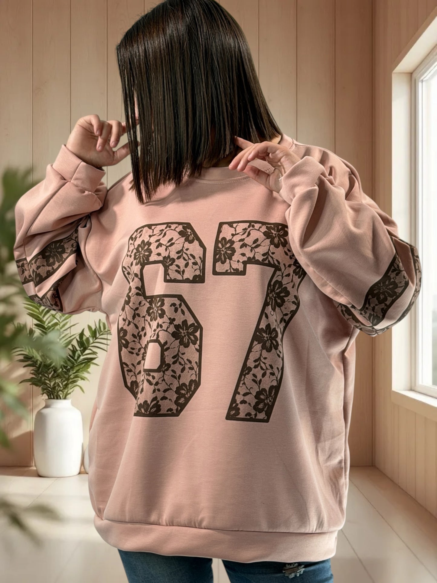CHARLINE - SWEAT ROSE JUSQU'A LA TAILLE 52/54